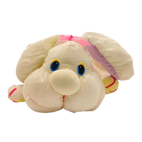 Vintage Nylon Plush Easter Basket Bunny Rabbit Girls Soft Puffalump Style  P12 - Picture 1 of 6